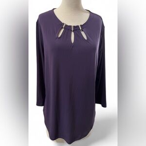 7th Avenue Design Studio New York & Company Purple Blouse Key hole Neck Size XL